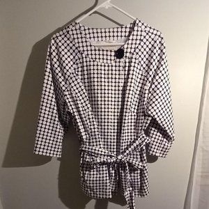 Covington Black & White Tie Belt Blazer Jacket
